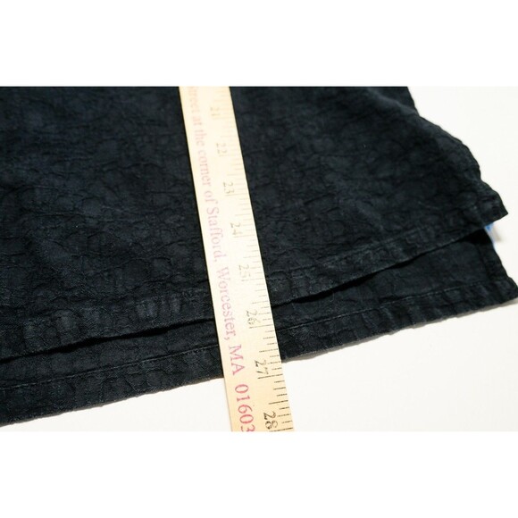 Black cotton linen blend M short sleeve top womens lagenlook oversized - Picture 5 of 6